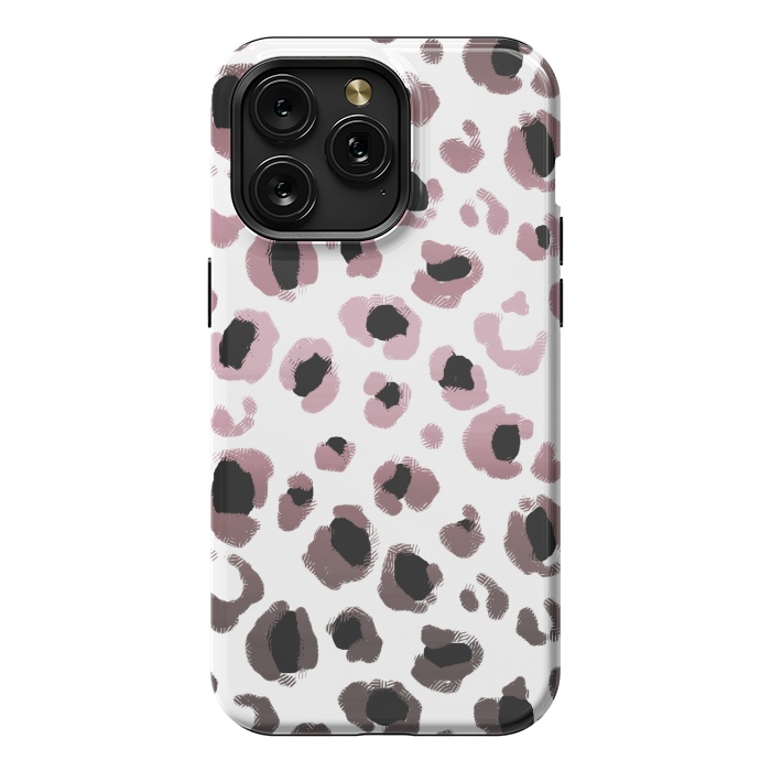 iPhone 15 Pro Max StrongFit Pink brown leopard print spots by Oana 