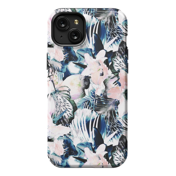 iPhone 15 Plus StrongFit Jungle leaves and flowers by Oana 