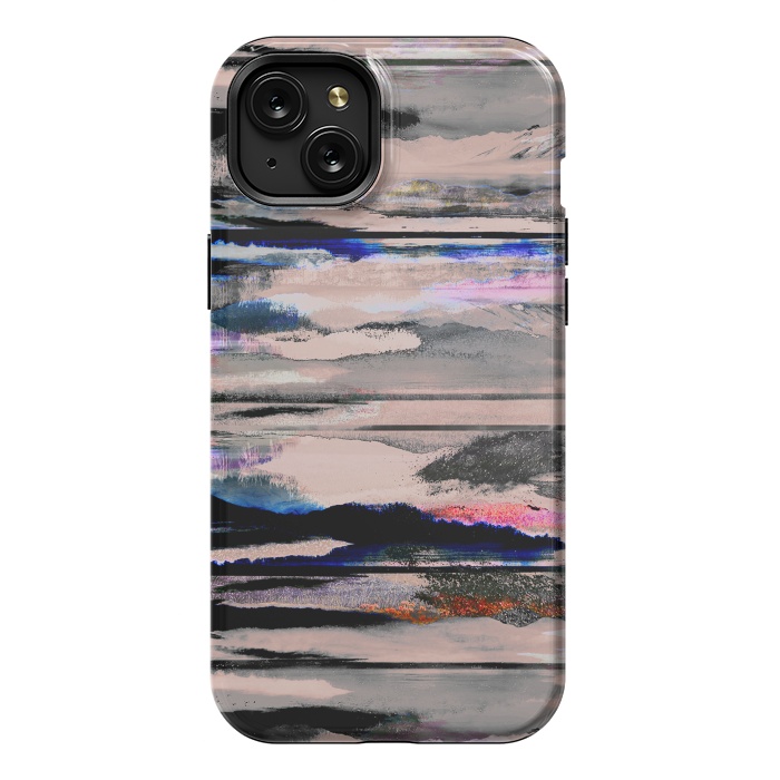 iPhone 15 Plus StrongFit Mountain landscape brushed painted pattern by Oana 