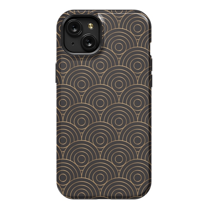 iPhone 15 Plus StrongFit golden copper circle pattern by MALLIKA