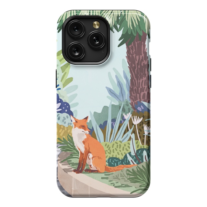 iPhone 15 Pro Max StrongFit Fox in The Garden | Animals Wildlife Botanical Nature Painting | Boho Colorful Jungle Illustration by Uma Prabhakar Gokhale