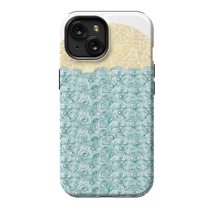iPhone 15 StrongFit Tribal Sea and Ocean by Pom Graphic Design