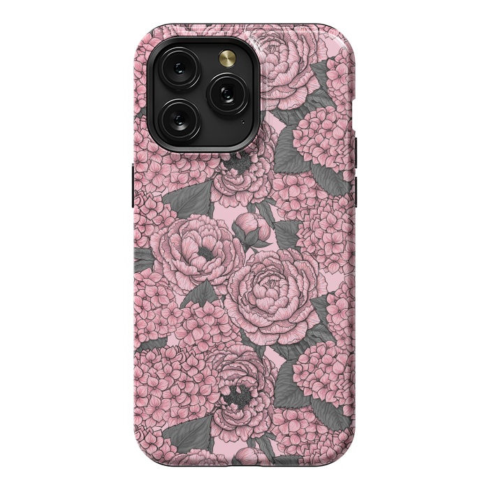 iPhone 15 Pro Max StrongFit Peony and hydrangea in pink by Katerina Kirilova