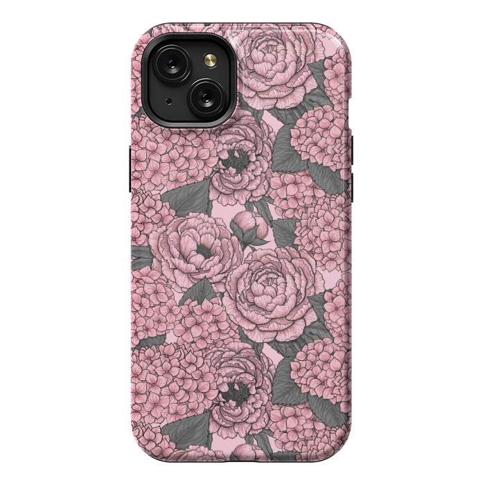 iPhone 15 Plus StrongFit Peony and hydrangea in pink by Katerina Kirilova