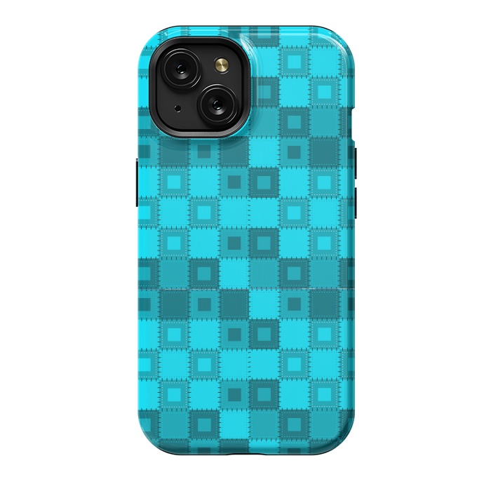 iPhone 15 StrongFit blue patchwork by MALLIKA