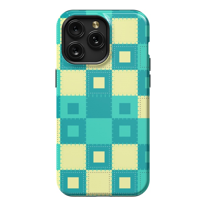 iPhone 15 Pro Max StrongFit blue yellow patchwork by MALLIKA