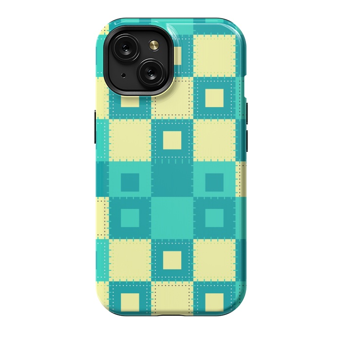 iPhone 15 StrongFit blue yellow patchwork by MALLIKA