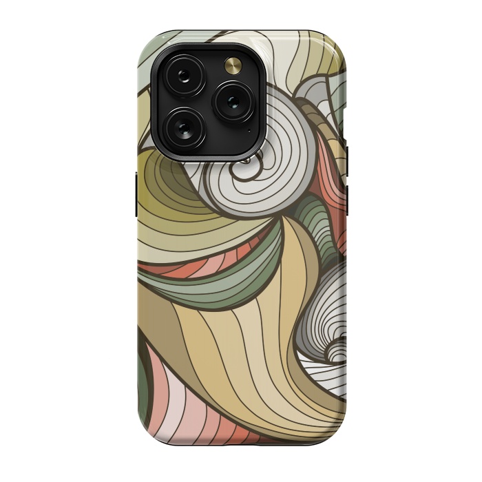 iPhone 15 Pro StrongFit green swirl pattern by MALLIKA