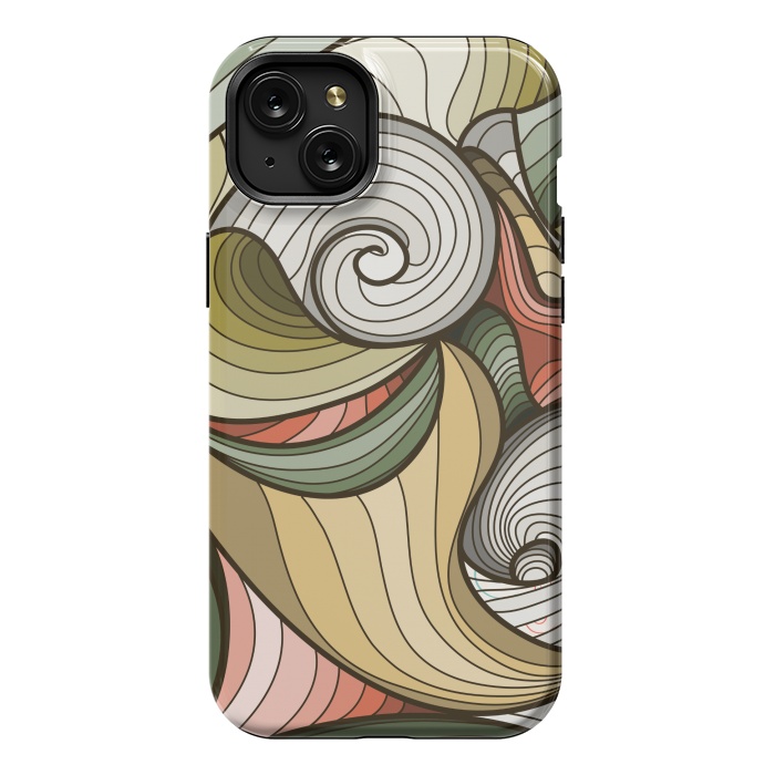 iPhone 15 Plus StrongFit green swirl pattern by MALLIKA