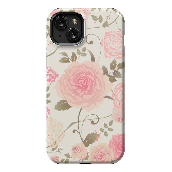 iPhone 15 Plus StrongFit PINK ROSES PATTERN by MALLIKA