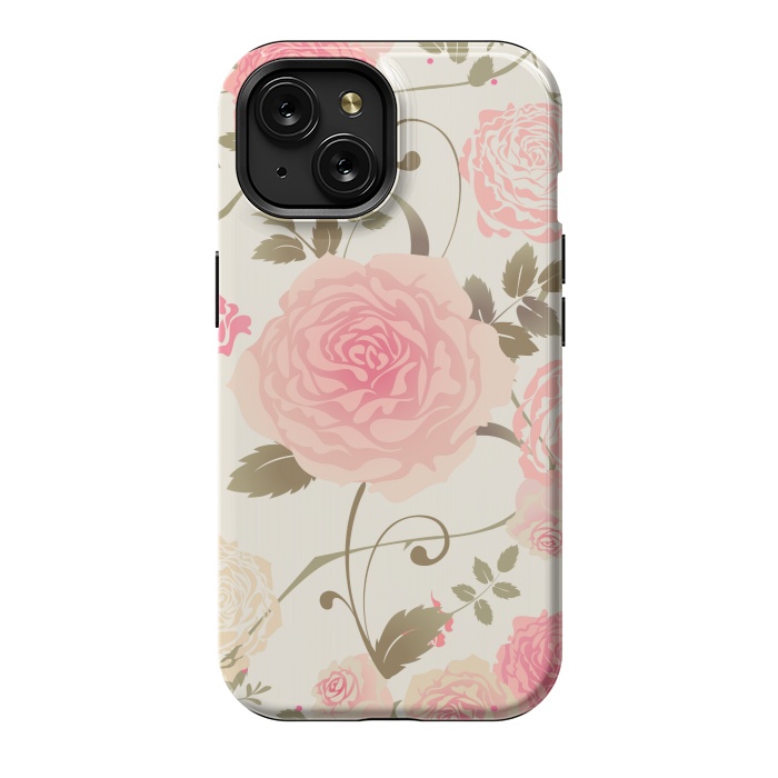 iPhone 15 StrongFit PINK ROSES PATTERN by MALLIKA