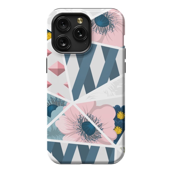 iPhone 15 Pro Max StrongFit BLUE PINK FLORAL PATCHWORK by MALLIKA