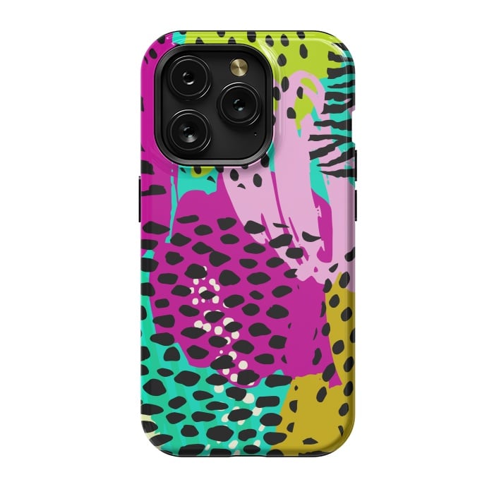 iPhone 15 Pro StrongFit colorful abstract animal print by haroulita