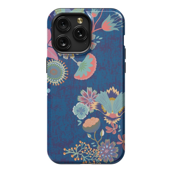 iPhone 15 Pro Max StrongFit Blue chinz florals by Nina Leth