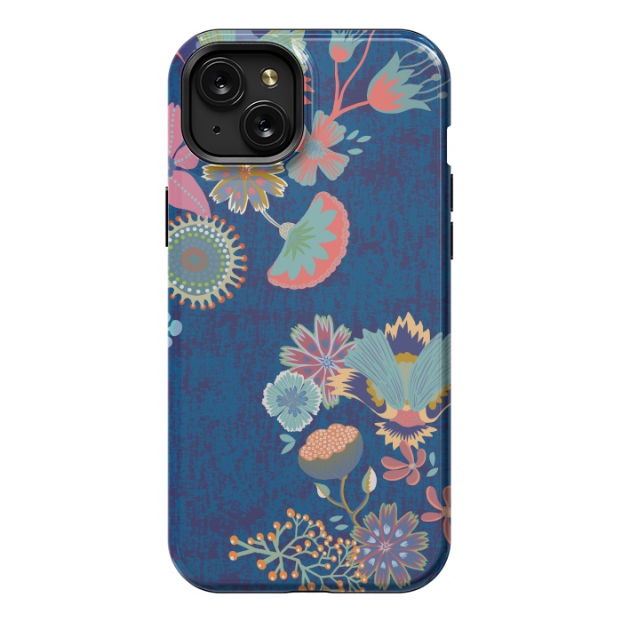 iPhone 15 Plus StrongFit Blue chinz florals by Nina Leth