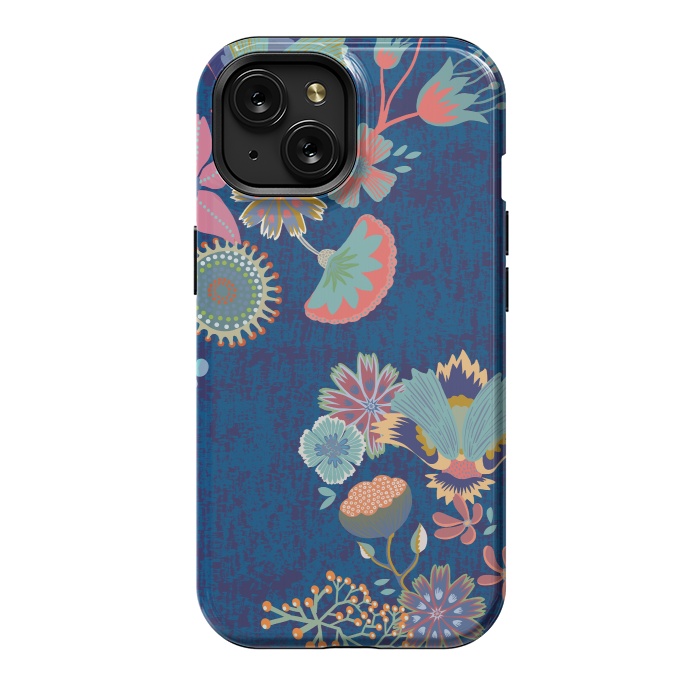 iPhone 15 StrongFit Blue chinz florals by Nina Leth