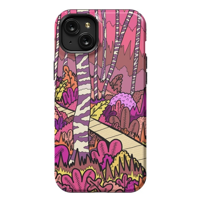 iPhone 15 Plus StrongFit The pink forest walk by Steve Wade (Swade)