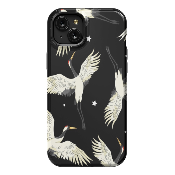 iPhone 15 Plus StrongFit black white birds by haroulita