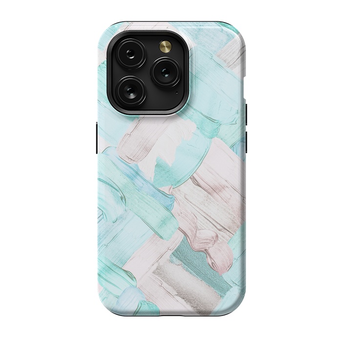 iPhone 15 Pro StrongFit Blush Teal Acrylic Thick Brush Strokes Pattenr by  Utart