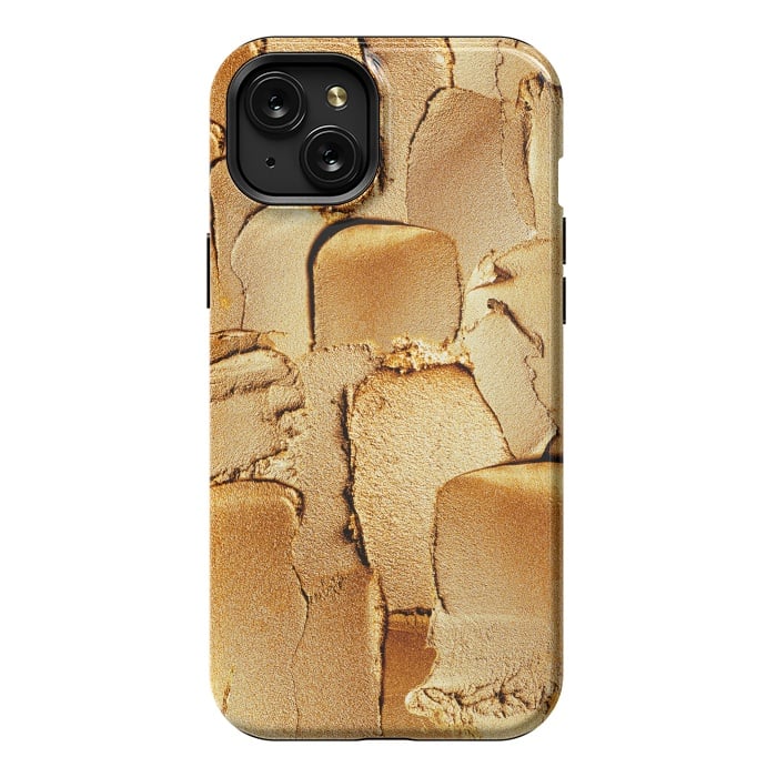 iPhone 15 Plus StrongFit Faux Gold Acrylic Brush Strokes by  Utart