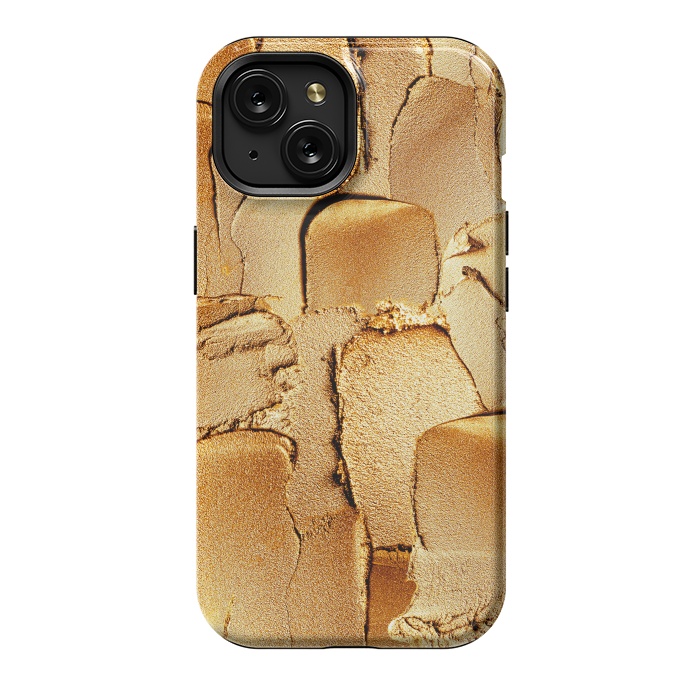 iPhone 15 StrongFit Faux Gold Acrylic Brush Strokes by  Utart