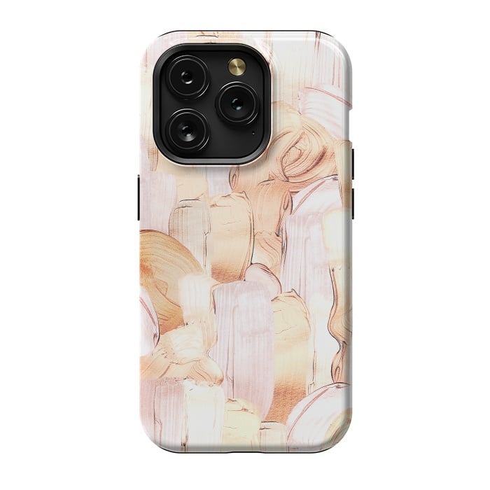 iPhone 15 Pro StrongFit Blush Faux Gold Copper Acrylic Brush Strokes by  Utart