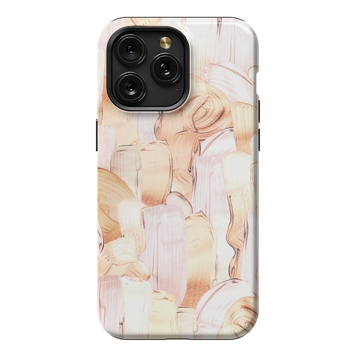 iPhone 15 Pro Max StrongFit Blush Faux Gold Copper Acrylic Brush Strokes by  Utart