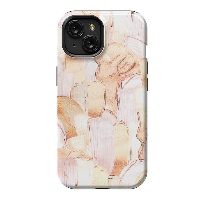 iPhone 15 StrongFit Blush Faux Gold Copper Acrylic Brush Strokes by  Utart