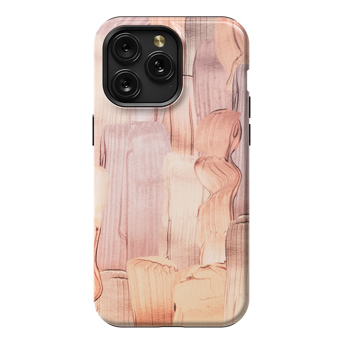 iPhone 15 Pro Max StrongFit Copper Blush Gold  Acrylic Brush Strokes by  Utart