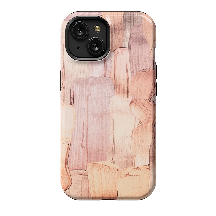 iPhone 15 StrongFit Copper Blush Gold  Acrylic Brush Strokes by  Utart