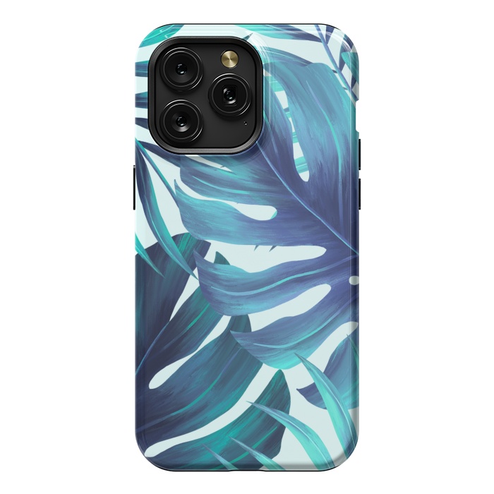iPhone 15 Pro Max StrongFit blue Fern leaves by haroulita