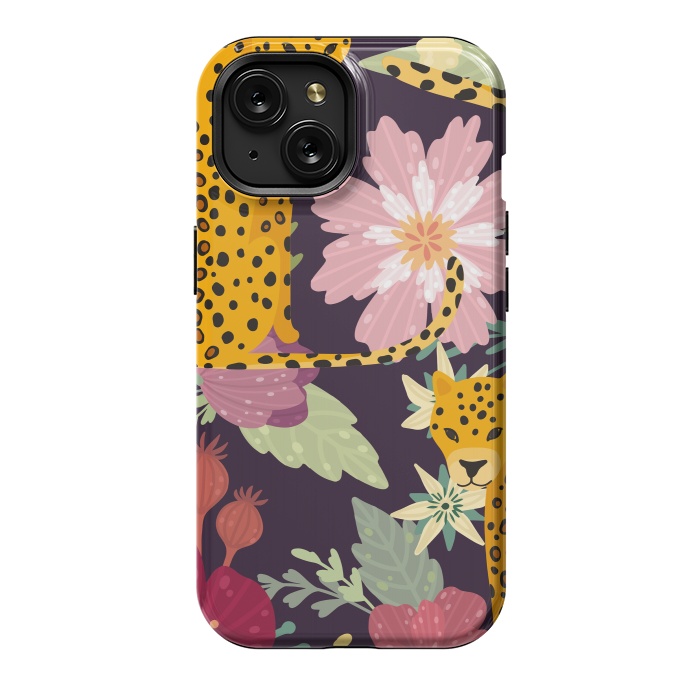 iPhone 15 StrongFit floral leopard by haroulita