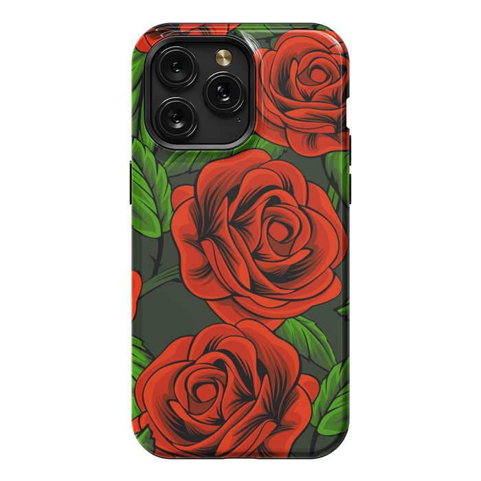 iPhone 15 Pro Max StrongFit red roses by haroulita
