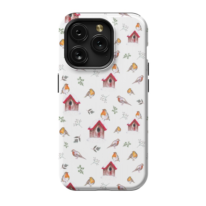 iPhone 15 Pro StrongFit Cute Winter Robins by Negin Mf