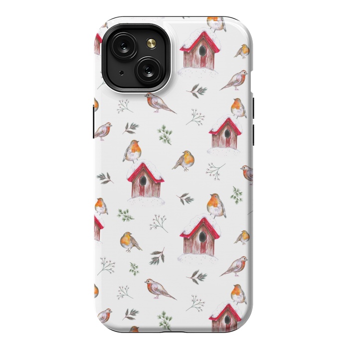 iPhone 15 Plus StrongFit Cute Winter Robins by Negin Mf