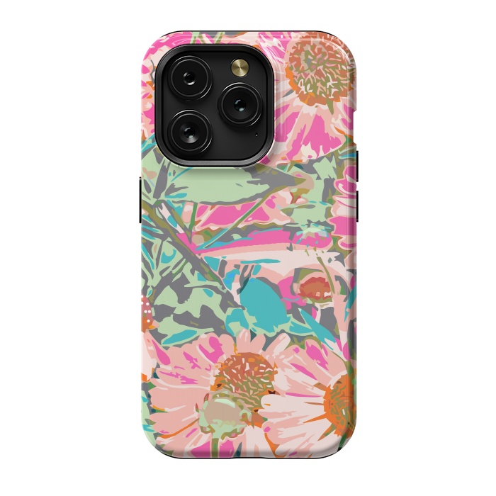 iPhone 15 Pro StrongFit Pink Sunflowers Pattern by Uma Prabhakar Gokhale