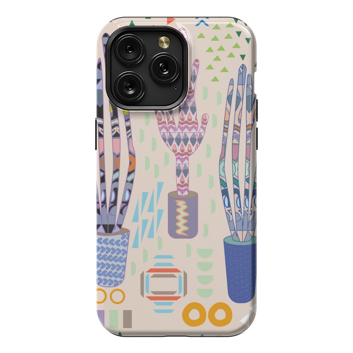 iPhone 15 Pro Max StrongFit Cactus desert with pattern by Nina Leth