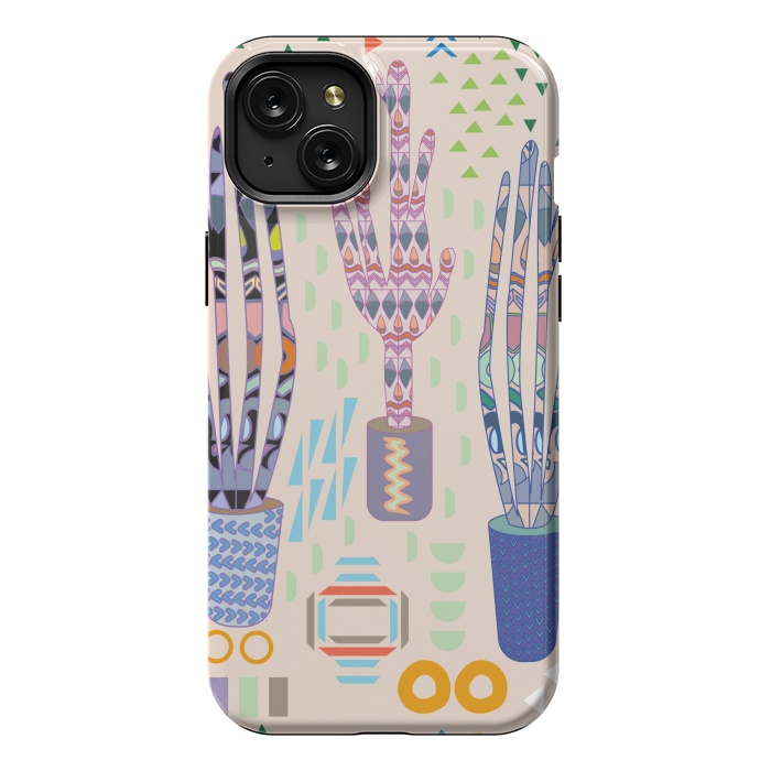 iPhone 15 Plus StrongFit Cactus desert with pattern by Nina Leth