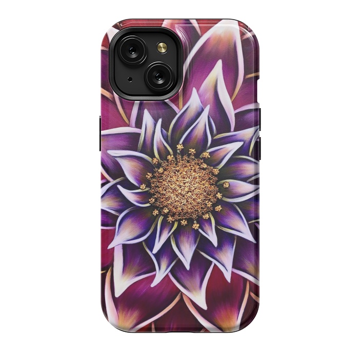 iPhone 15 StrongFit Gilded Dahlia by Denise Cassidy Wood