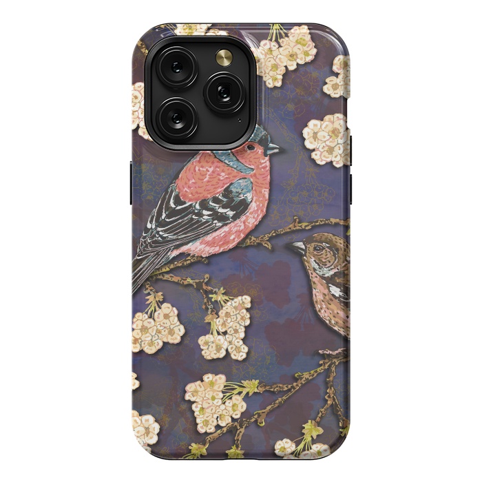 iPhone 15 Pro Max StrongFit Chaffinches in Cherry Blossom by Lotti Brown