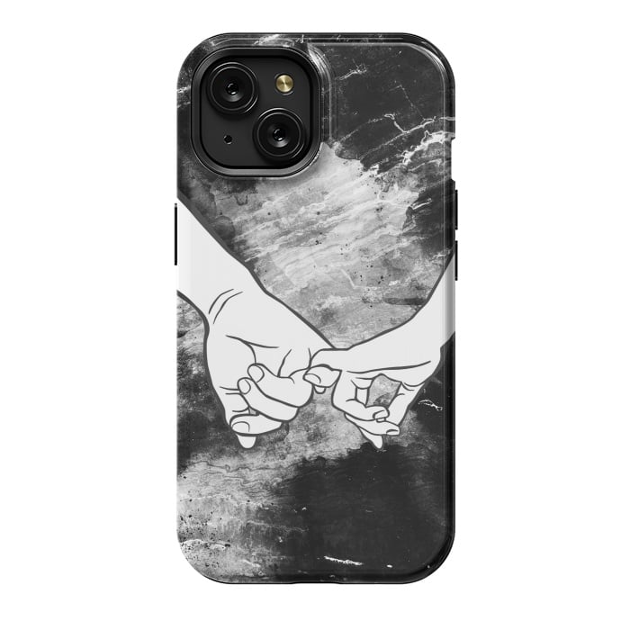 iPhone 15 StrongFit Couple holding hands dark marble by Oana 