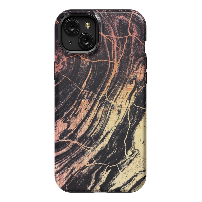 iPhone 15 Plus StrongFit Gold marble brush strokes by Oana 