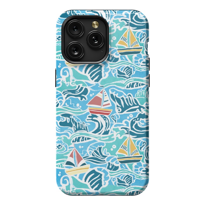 iPhone 15 Pro Max StrongFit Sailboats & Waves by Tangerine-Tane