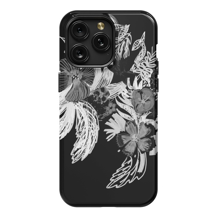 iPhone 15 Pro Max StrongFit Black and white marker sketched flowers by Oana 