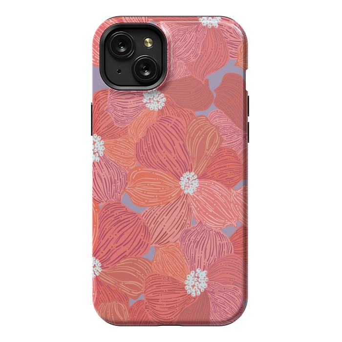 iPhone 15 Plus StrongFit Coral floral by Nina Leth