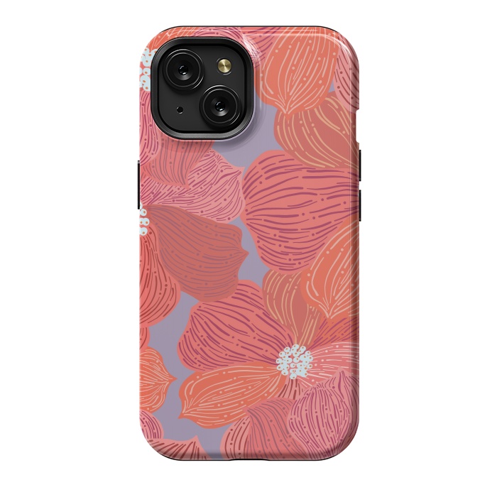 iPhone 15 StrongFit Coral floral by Nina Leth