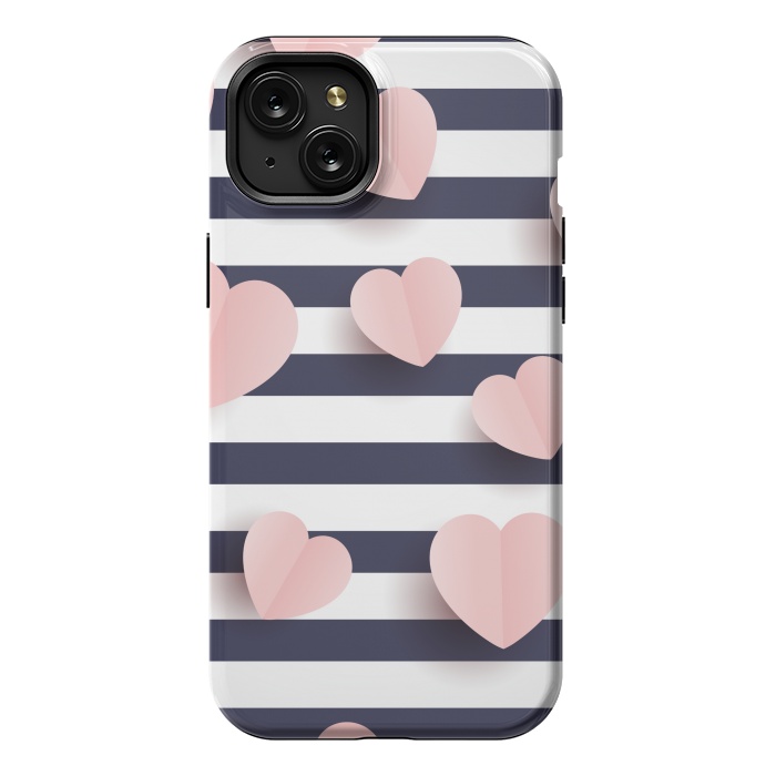 iPhone 15 Plus StrongFit paper cut cute hearts by MALLIKA