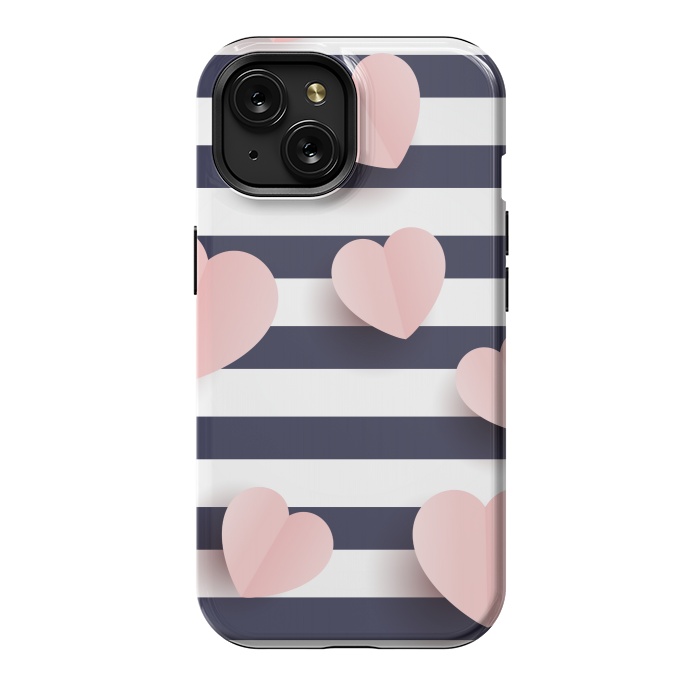 iPhone 15 StrongFit paper cut cute hearts by MALLIKA