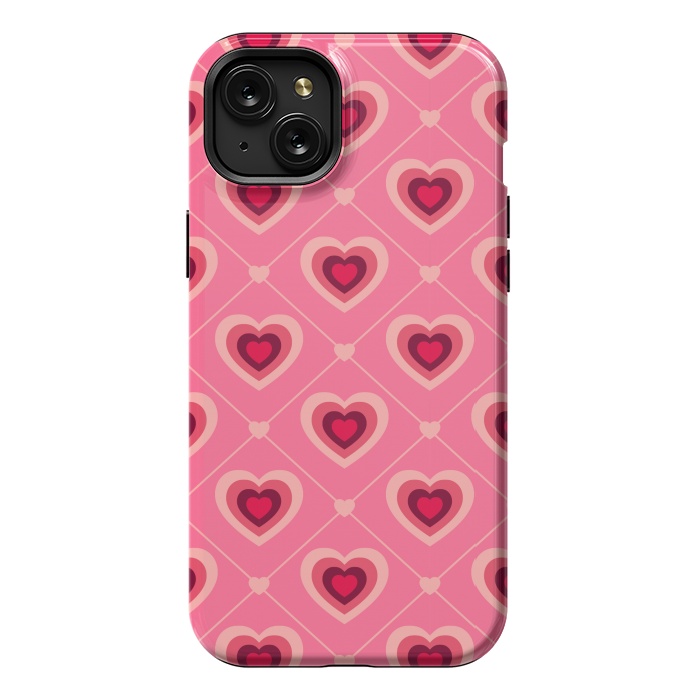 iPhone 15 Plus StrongFit TED WHITE HEARTS PATTERN by MALLIKA