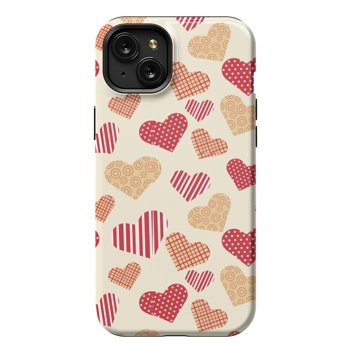 iPhone 15 Plus StrongFit RED GOLDEN HEARTS by MALLIKA